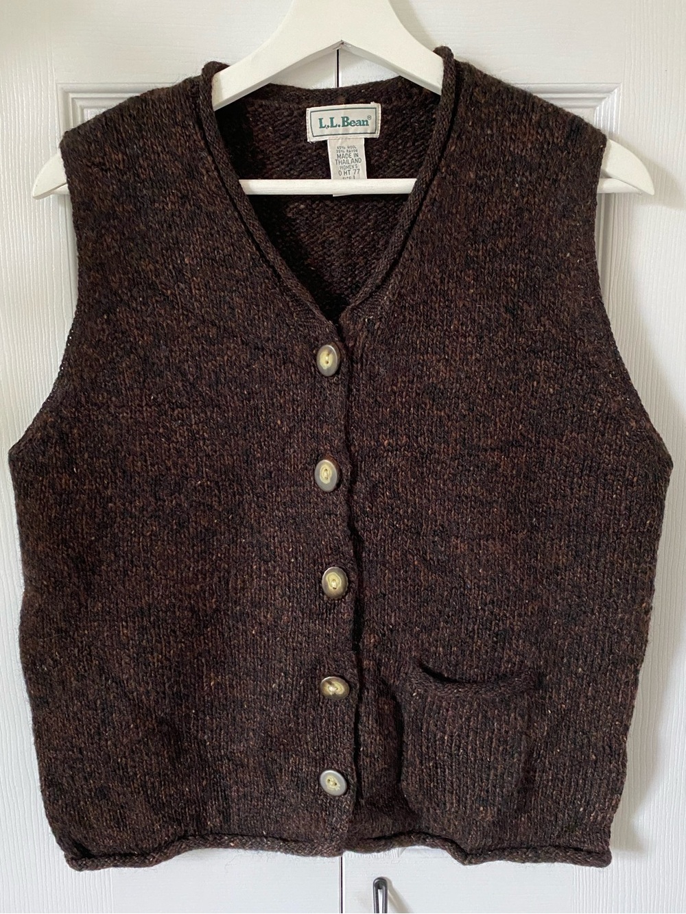 L.L. Bean Vintage Wool Blend Antler Button-Front Cardigan Vest brown black Large